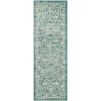 Maples Rugs Pelham Vintage Runner Rug Non Slip Hallway Entry Carpet [Made in USA], 2 x 6, Light Spa