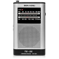 Bon Venu AM FM Pocket Radio Transistor Radio- Portable - Superior Reception, High Clarity & Pleasant Sound - Telescopic FM & Magnetic AM Antenna - Built-in Speaker - Earphones Jack - Minimal Controls