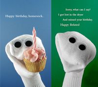 Quiplip Sock Em's Birthday 6) Greeting Cards