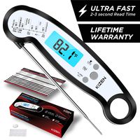 Kizen Instant Read Meat Thermometer - Best Waterproof Alarm Thermometer with Backlight & Calibration. Kizen Digital Food Thermometer for Kitchen, Outdoor Cooking, BBQ, and Grill!