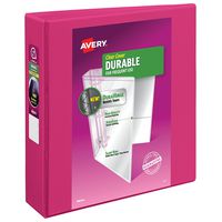 Avery Durable View Binder, 2" Slant Rings, 500-Sheet Capacity, DuraHinge, Pink (17836)