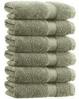 White Classic Luxury Hand Towels | Cotton Hotel spa Bathroom Towel | 16x30 | 6 Pack | Green