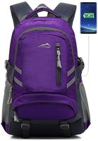 School Backpack with USB Charging Port Travel College Student Business Casual Large Durable Daypack Bookbag for Women Men fits 15.6 inch Laptop (Purple)