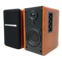 SINGING WOOD BT25 Powered Bluetooth Bookshelf Speakers- Studio Monitor Speakers -2 AUX Input - Remote Control - Wooden Enclosure - Max 50 Watts RMS(Cherry Wood)