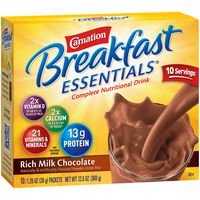Carnation Breakfast Essentials Powder Drink Mix, Rich Milk Chocolate, 10 Count Box of 1.26 Ounce Packets