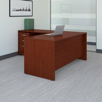 Bush Business Furniture Series C 66W L Shaped Desk with 48W Return and Mobile File Cabinet in Mahogany