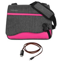 Vangoddy 10 Inch Rugged Heavy Duty Nylon Crossbody Shoulder Bag Sling Bag Magenta for LG G Pad, Nextbook Ares 10A, Onda V10 Plus, V10 Pro, Teclast Master T10 10.1 inch Tablet with Micro USB Cable