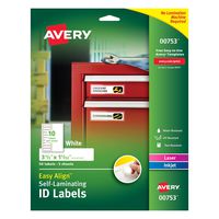 Avery Professional Grade Self-Laminating Water Resistant ID Labels, 3-1/2" x 1-1/32", 50 Pack (00753)