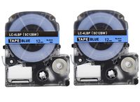 2PK Onirii Compatible Epson Labelworks Label Tape Cartridge LW-300 LW-400 LW-500 LW-600 LC-4LBP4(LK-4LBP) Black On Blue Label Maker Tape Refill Cartridge 12mmx26.2ft