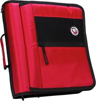 Case-it 2-Inch Round Ring Zipper Binder with Velcro Messenger Front, Red, M-276-RED