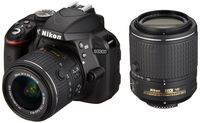 Nikon digital camera D3300 double zoom kit 18-55mm DX VR II & 55-200mm DX VR II Lenses2 Black