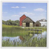 3dRose Painted Farm Scene With Red Barn n Pond - Greeting Cards, 6 x 6 inches, set of 6 (gc_41686_1)