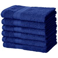 AmazonBasics Fade-Resistant Cotton Hand Towel - Pack of 6, Navy Blue