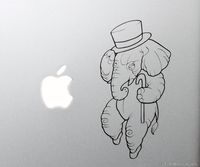 Cute Tapdancing Elephant in a Top Hat and Cane MacBook Laptop Vinyl Decal Sticker Kids Children Baby Tap Dancing Dance African Zoo Mouse