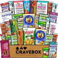 CraveBox Healthy Care Package (30 Count) Natural Food Bars Nuts Fruit Health Nutritious Snacks Variety Gift Box Pack Assortment Basket Bundle Mix Sampler College Students Final Exams Office Boy Easter