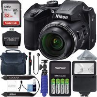 Nikon COOLPIX B500 16MP 40x Optical Zoom Digital Camera w/Built-in Wi-Fi NFC & Bluetooth (Black) + 32GB SDHC Accessory Bundle