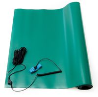 Bertech 2059T-18x36GNKT Green Rubber ESD High Temperature Mat Kit with a Wrist Strap and Grounding Cord, 18" Wide x 36" Long x 0.093" Thick