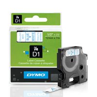 DYMO Standard D1 Labeling Tape for LabelManager Label Makers, Blue print on White tape, 1/2'' W x 23' L, 1 cartridge (45014)