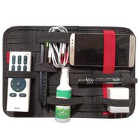 LZVTO Travel Grid Organizer Elastic Organizer Board Electronic Gadget Storage Case,Desk Organizer,12 x 8 Inches (Common, Black and Red)