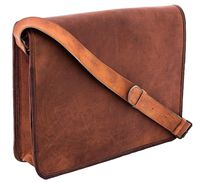 Leather Full Flap Genuine Men's Auth Real Leather Messenger Laptop Briefcase Satchel Mens Bag (13 x 18)