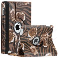 SAVEICON (TM) Leopard Rose Flower Map Pattern 360 Degrees Swivel Rotating PU Leather Case Smart Cover with Stand and Sleep/Wake Function for Apple iPad 4 with Retina Display, iPad 3, iPad 2 (iPad 4/iPad 3/iPad 2, Pattern O)