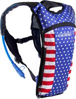 Sojourner Hydration Pack Backpack - 2L Water Bladder Included for Festivals, Raves, Hiking, Biking, Climbing, Running and More (USA - American Flag)