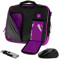 VanGoddy Plum Purple Messenger Bag w/USB Flash Drive and Mouse for Samsung Chromebook 3 11.6"