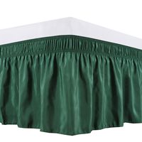 Biscaynebay Wrap Around Bed Skirts Elastic Dust Ruffles, Easy Fit Wrinkle and Fade Resistant Silky Luxrious Fabric Solid Color 15 Inch Drop (Queen, Hunter Green)