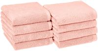 AmazonBasics Quick-Dry Hand Towels, 100% Cotton, Set of 8, Petal Pink
