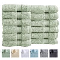 12-Pack Washcloth Set. 100% Cotton Absorbent Quick-Dry Plush Washcloth Towels. Wash Cloths for Bathrooms. Cooper Collection. (Washcloths, Seagreen)
