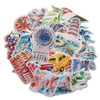 Navy Peony Inspiring Italy Travel Stickers (28 Pack) - Cute, Waterproof, Small | Aesthetic Adventure Decals for Water Bottles, Laptops, Scrapbook