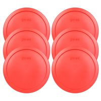 Pyrex 7402-PC Red Round Storage Replacement Lid Cover fits 6 & 7 Cup 7" Dia. Round (6-Pack)
