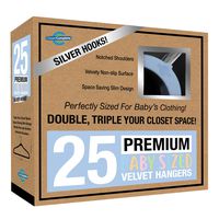 Closet Complete Baby Velvet Hangers, Premium Quality, True-Heavyweight, Virtually-UNBREAKABLE, Ultra-Thin, Space Saving No-Slip, Perfect Size for Babies 0-48 months 360° SPIN, Chrome Hooks, Blue 25pc