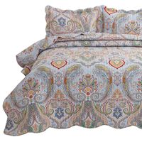Bedsure 3-Piece Bohemia Paisley Pattern Quilted Bedspread King Size(106x96 inches), Lightweight Coverlet Quilt for Spring and Summer,1 Quilt and 2 Pillow Shams