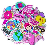 Vsco Pink Cute Stickers for Water Bottle[50pcs] Vinyl Decals for Tumbler Laptop Hydro Flask Car Computer Guitar Ceiling Wall Helmet Skateboard Luggage PC Journal Bike Bumper Waterproof, Best Gifts