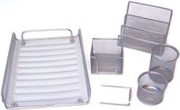 Majestic Goods Office Supply Mesh Desk Set, Silver 6 Piece (XQ763S)
