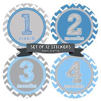 Months in Motion Baby Monthly Stickers - Baby Milestone Stickers - Newborn Boy Stickers - Month Stickers for Baby Boy - Baby Boy Stickers - Newborn Monthly Milestone Stickers - Style 222