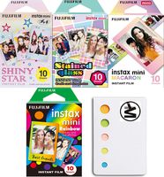 Fujifilm Instax Mini Rainbow,Macron,Stained Glass and Star Pack of 4 Camera Film & | Bonus Sticky Notes for Memo | Create Your Memories