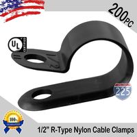 R-Type Cable Clamps Nylon Black Hose Wire Electrical Ring Loop
