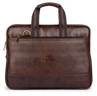 Vegan Leather Briefcase for Men Computer Bag Expandable Laptop Bag Retro Business Travel Messenger Bag for 14 Inch Laptop Size Brown