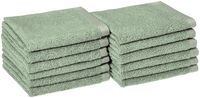 AmazonBasics Quick-Dry Bathroom Washcloth, 100% Cotton, Set of 12, Seafoam Green