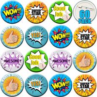 60PCS Reward Button Pins - Pinback Buttons Brooch Lapel Printed Positive Word, Recognition Button Round Pins as Incentive, Motivation Awards for Kids, Employees, Students, Co-Workers, 6 Style