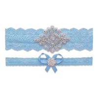 Blue Garters For Bride | Wedding Garter | Something Blue | Non Slip Grip Garter (Blue, Large (20" - 21"))