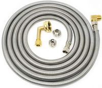 Kelaro Universal Stainless Steel Dishwasher Hose Kit (10 Ft) Burst Proof Water Supply Line with 3/8" Compression Connections - Lead Free