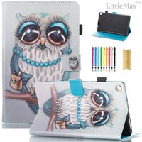 Fire HD 8 Case,LittleMax PU Synthetic Leather Case Flip Cover with Auto Wake/Sleep for Amazon Kindle Fire HD 8 7th Gen 2017 Release & 6th Gen Release 2016 with Free Stylus-03 Blue Owl