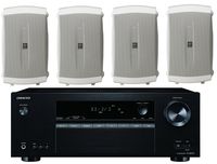 Onkyo 5.2 Channel Full 4K Bluetooth AV Home Theater Receiver + Yamaha High-Performance Natural Surround Sound 2-Way Indoor/Outdoor Weatherproof Speaker System (Set Of 4)