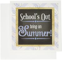 3dRose Schools Out Bring on Summer Chalkboard and Beach Pattern. - Greeting Cards, 6 x 6 inches, set of 12 (gc_173226_2)