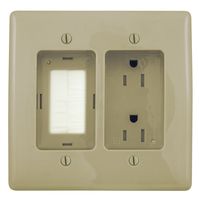 Bryant Electric RR1512I 2-Gang Recessed TV Connection Outlet Plate with 15 Amp 125V Tamper-Resistant Duplex Receptacle with One Pass-Thru Opening, Ivory
