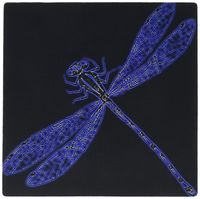 3dRose LLC 8 x 8 x 0.25 Inches Mouse Pad, Neon Purple Dragonfly on Black (mp_157526_1)