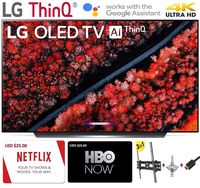 LG Electronics OLED55C9PUA C9 Series 55" 4K Ultra HD Smart OLED TV (2019) w/$25 Netflix and HBO Now Gift Cards w/3 in 1 Wall Mount kit- Wall Mount, HDMI Cable, TV Cleaning Kit - LG Authorized Dealer